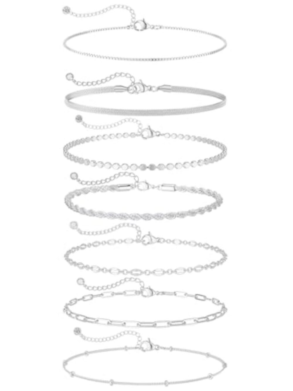 14K Gold Plated Stackable Chain Bracelet Set Adjustable Layering Jewelry Gift